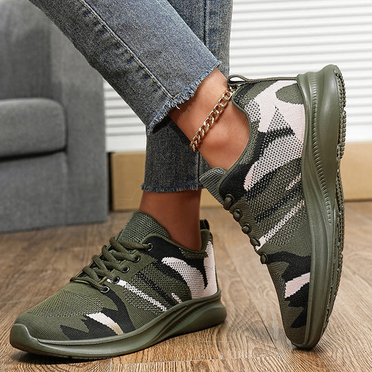 Damen sportive Sneaker mit elastischem Mesh-Obermaterial und rutschfester Sohle EB