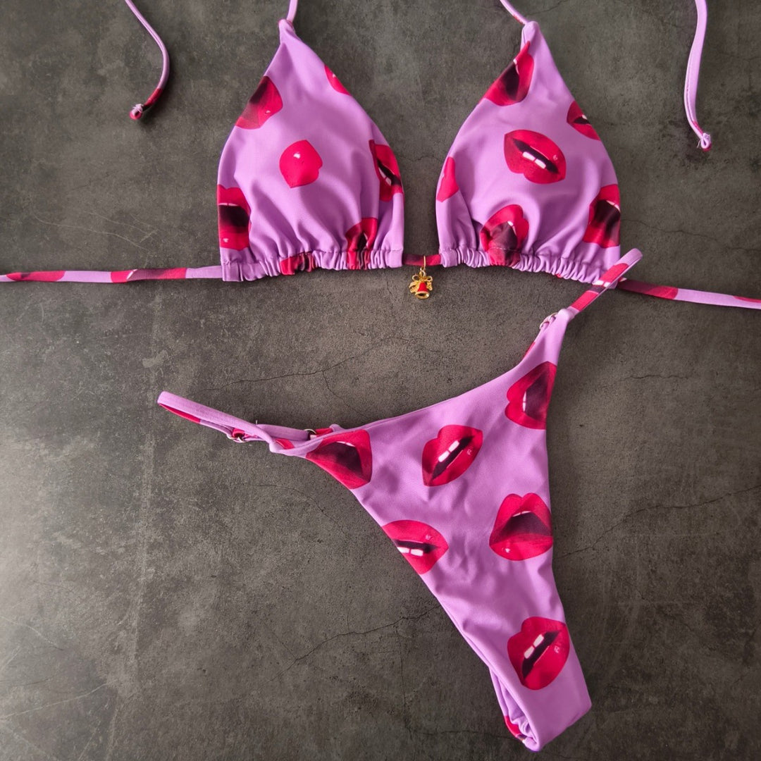 Damen Bikini-Set mit verstellbarem Triangel-Oberteil und hoch geschnittenen Hüftbund EB