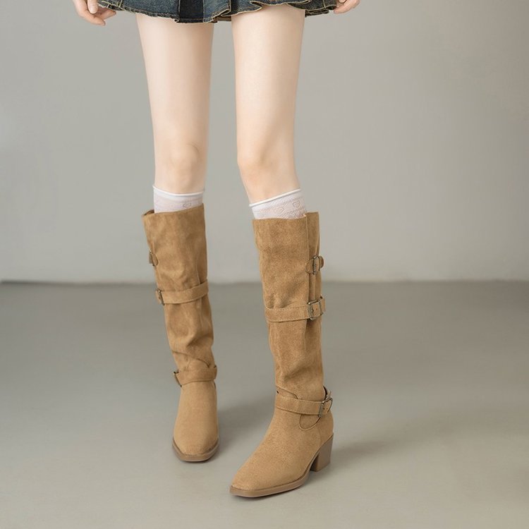Damen Elegante Stiefel mit modischem Schnallen-Detail EB