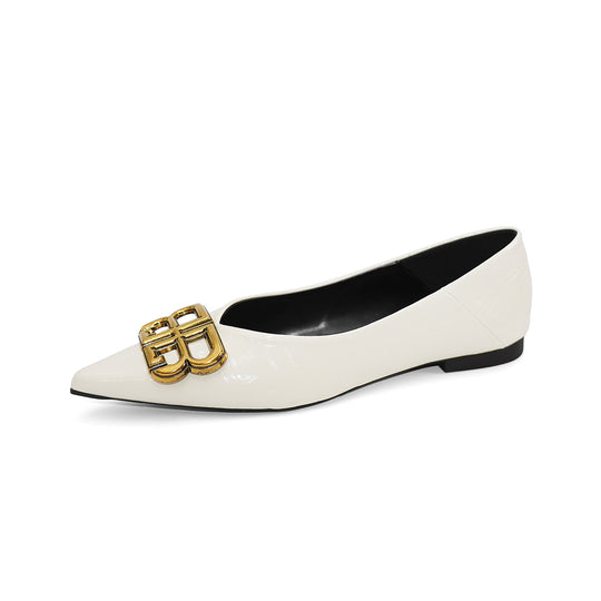 Damen elegante Ballerinas mit luxuriösem Metallakzent EB