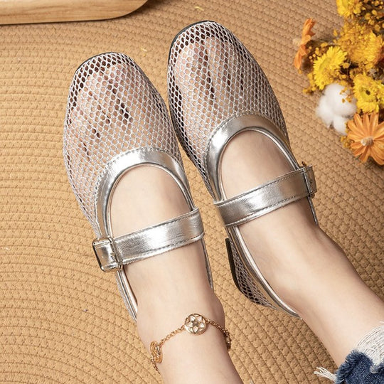 Damen elegante Ballerinas mit Netzdesign EB