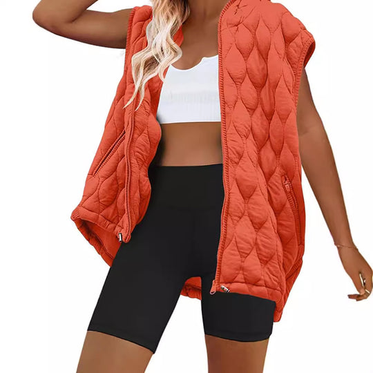 Damen Weste mit Kapuze und gestepptem Design EB