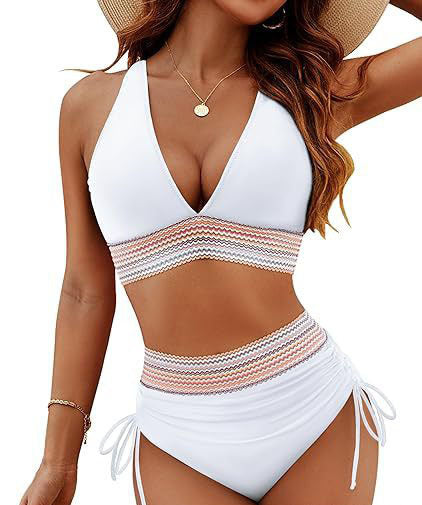 Damen Hochtailliertes Bikini-Set mit verstellbaren Trägern EB