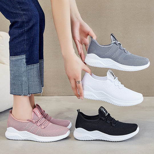 Damen nan ultraleichter 3D-Strick Slip-On Sneaker mit elastischer Schnürung, Zuglasche und dämpfender EVA-Mittelsohle EB