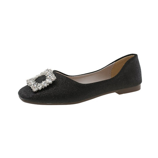 Damen funkelnde Ballerinas mit zierlichem Schmuckdetail EB