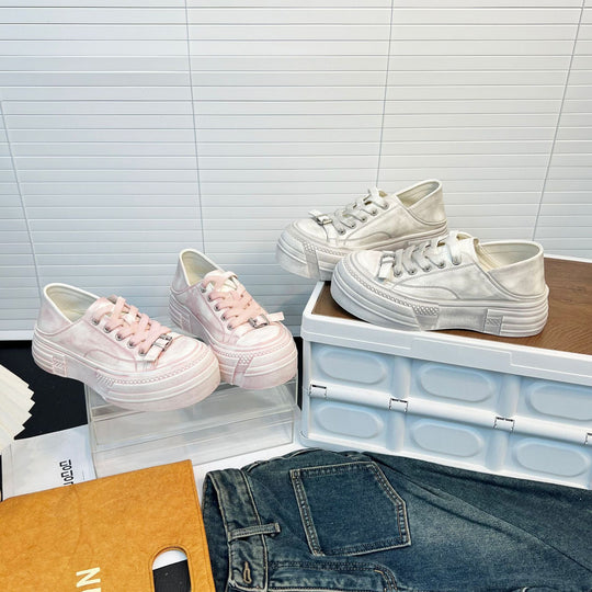 Damen modische Sneakers mit stabiler Plateau-Sohle und praktischem Schnürsystem EB