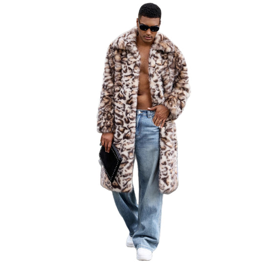 Herren Modischer Kunstfellmantel mit aufregendem Tierdesign EB