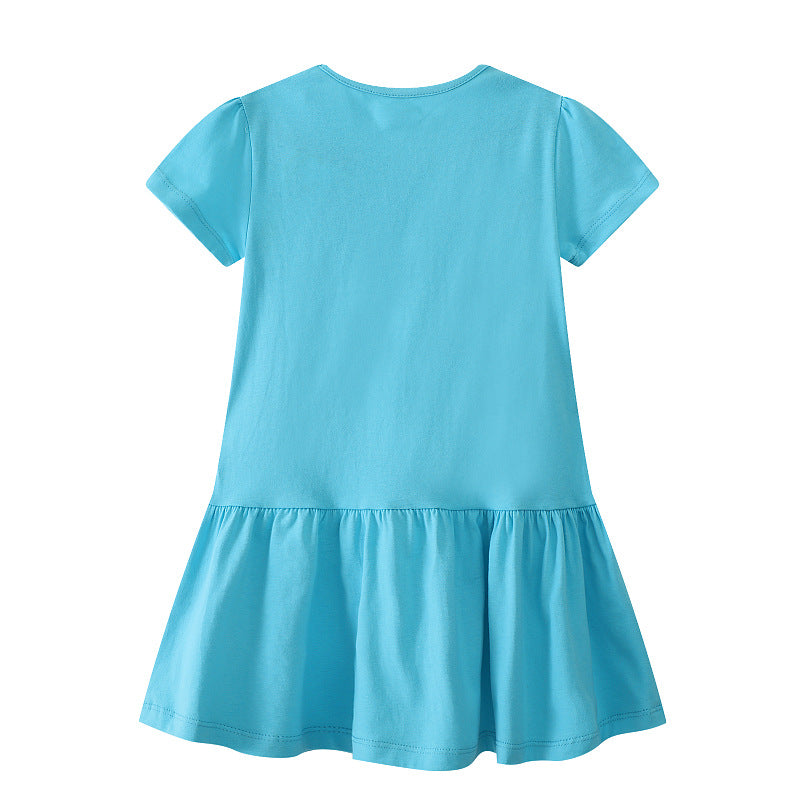 Mädchen Tüllkleid mit verspieltem Lama- und Traktor-Design EB