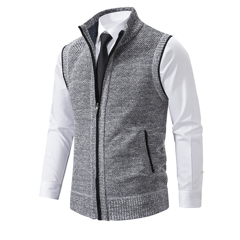 Herren Strickweste mit Reißverschluss und strukturiertem Design EB