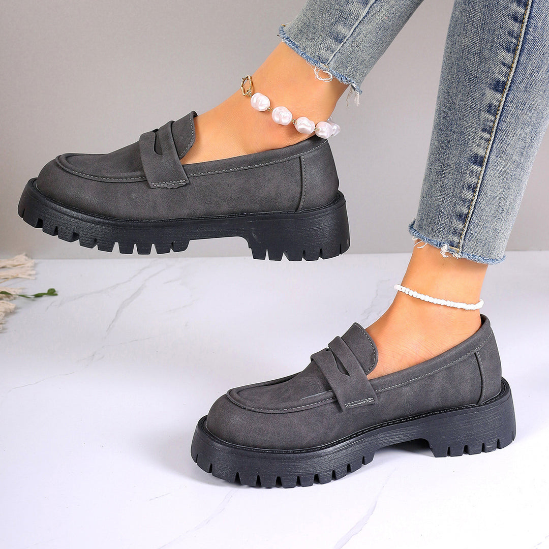 Damen nan Plateau-Loafer mit Profilsohle und Velourslederoptik EB