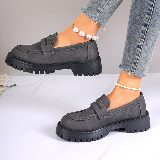 Damen nan Plateau-Loafer mit Profilsohle und Velourslederoptik EB