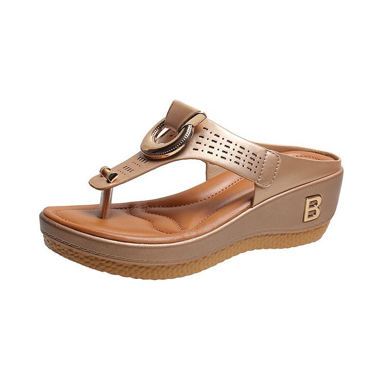 Damen Wedge-Pantoletten mit elegantem Dekor und komfortablem Fußbett EB