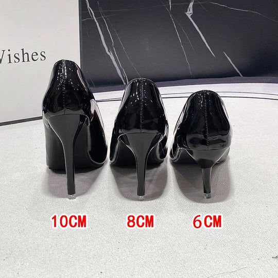 Damen elegante spitze High Heels mit glänzendem Finish EB