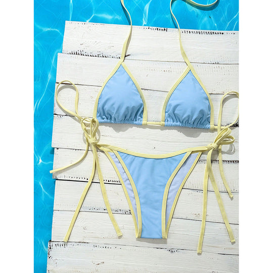 Damen Triangel-Bikini mit verstellbaren Bändern und nahtlosem Design EB