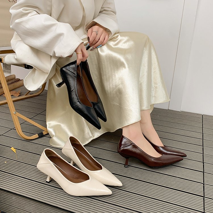Damen elegante Slingback-Pumps mit spitzem Design und modischem Blockabsatz EB
