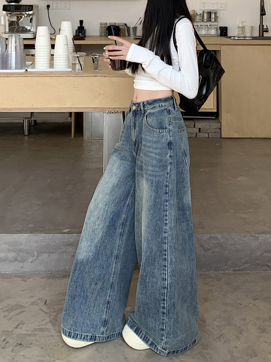 Damen Hochtaillierte Weitjeans im trendigen Streetstyle EB