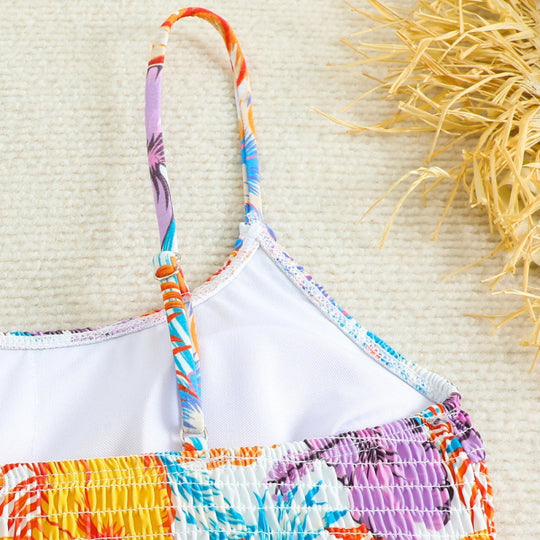 Damen Triangel-Bikini mit raffinierten Falten und floralem Design EB