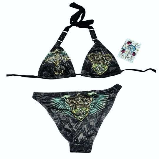 Damen Triangel-Bikini mit kreativem Muster EB