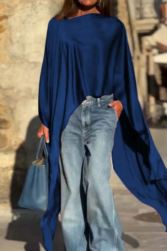 Damen luftige Tunika mit asymmetrischem Schnitt EB