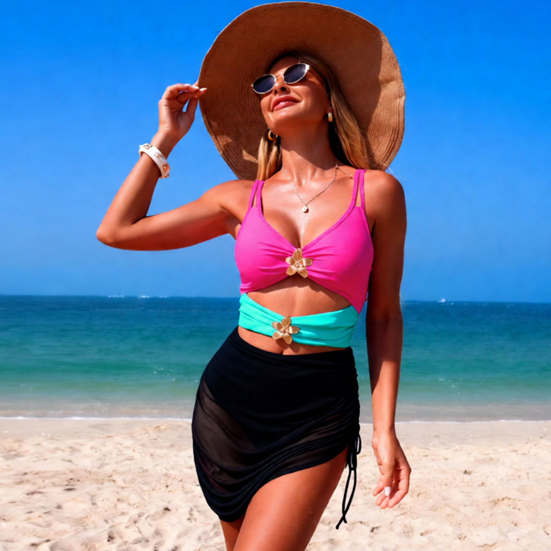 Damen Badeoberteil mit Cut-Outs und Raffung EB