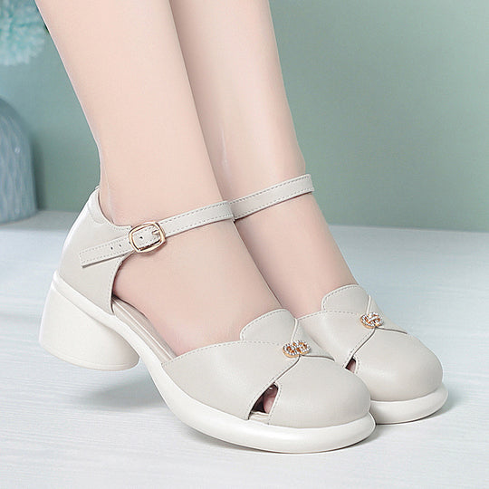 Damen elegante Mary Jane Schuhe mit komfortablem Blockabsatz EB
