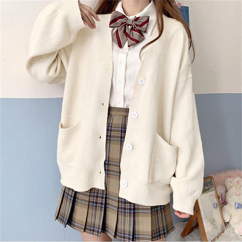 Damen Grob gestrickter Cardigan mit Taschen und V-Ausschnitt EB