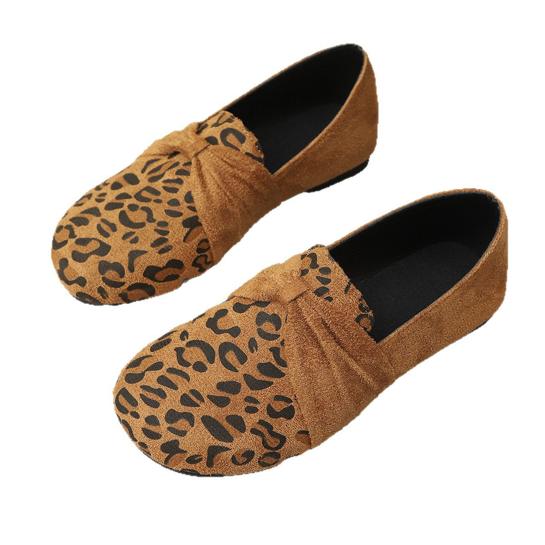 Damen Mokassins mit modischem Leopardenmuster und eleganter Schleifenapplikation EB