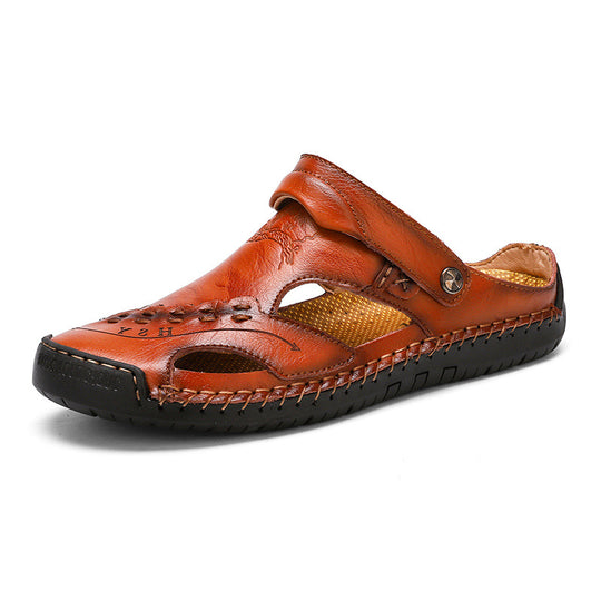 Herren Ergonomische Leder-Sandalen mit verstellbarem Riemen EB