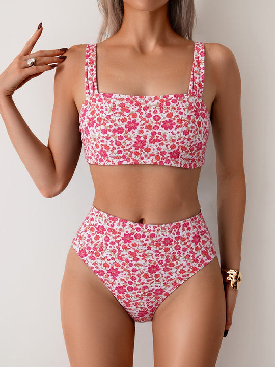 Damen Hochtailliertes Badeset mit floralem Muster EB