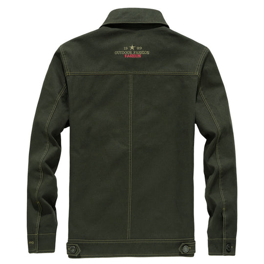 Herren Canvas-Utility-Jacke mit Brustpattentaschen und Badge-Applikationen EB