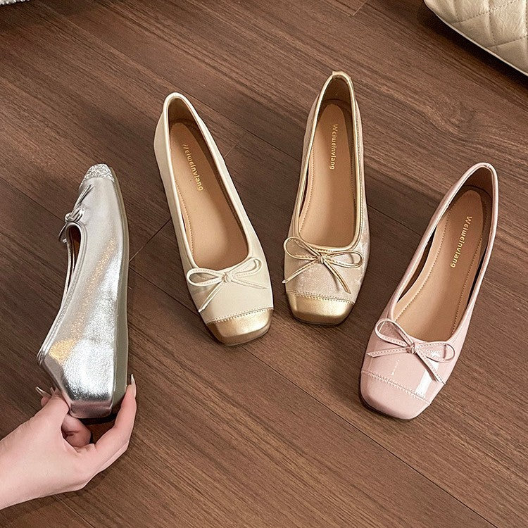 Damen Ballerinas mit feiner Lacklederoberfläche und bequemer Wedge-Sohle EB