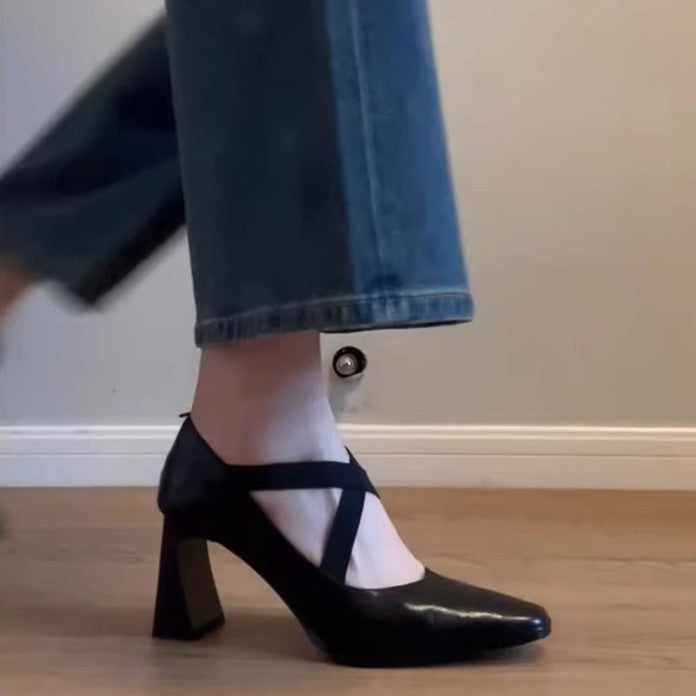 Damen elegante Slingback-Pumps mit modischem Riemendesign und komfortablem Blockabsatz EB