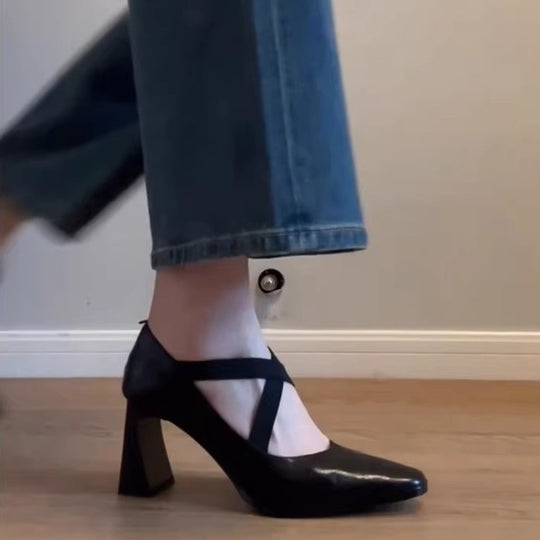 Damen elegante Slingback-Pumps mit modischem Riemendesign und komfortablem Blockabsatz EB