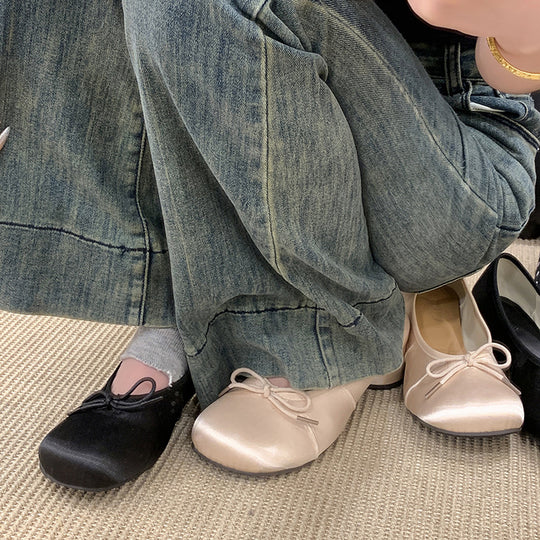 Damen Ballerinas mit punktemuster und komfortablem Blockabsatz EB