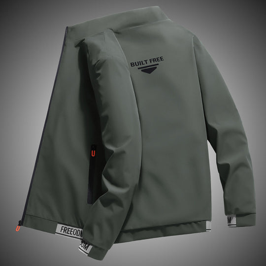 Herren leichter winddichter Freizeitblouson mit Logo-Print, Reißverschlusstaschen und elastischem Saum EB