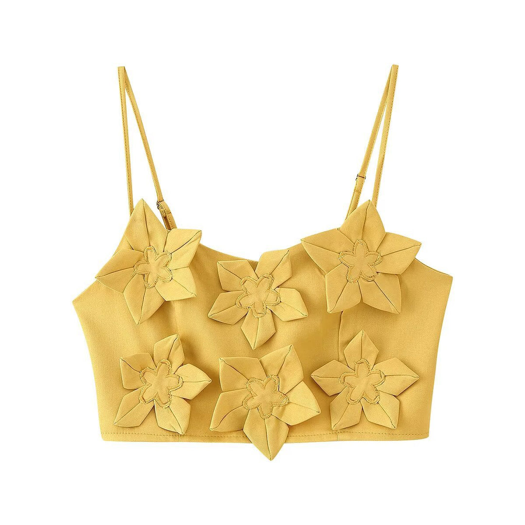 Damen Crop-Top und Röcken-Set mit floralen Applikationen EB