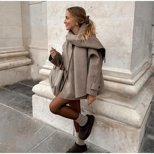 Damen Oversized Wolle-Strickjacke mit praktischer Knopfleiste EB