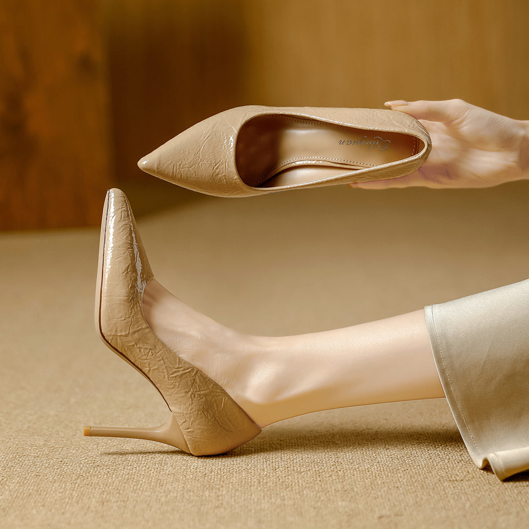 Damen elegante spitze High Heels mit glänzender Oberfläche EB