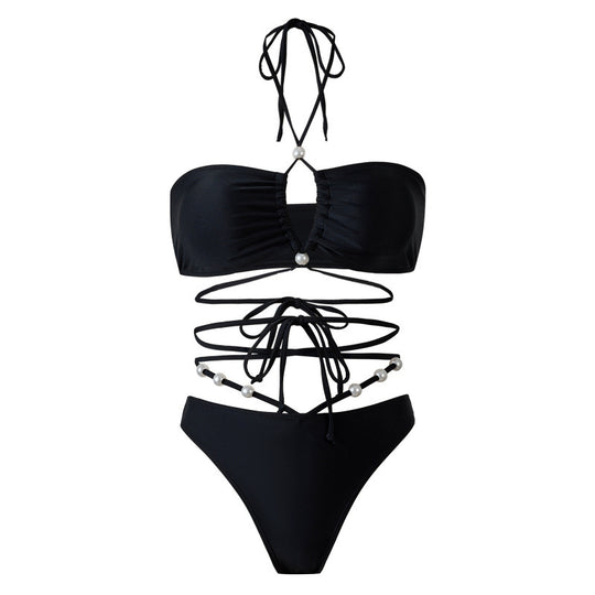Damen Bikini-Set mit modischem Cut-Out-Design und elegantem Wickelrock EB