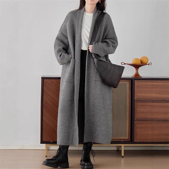 Damen Grob gestrickter Cardigan mit offenen Seiten und praktischen Taschen EB