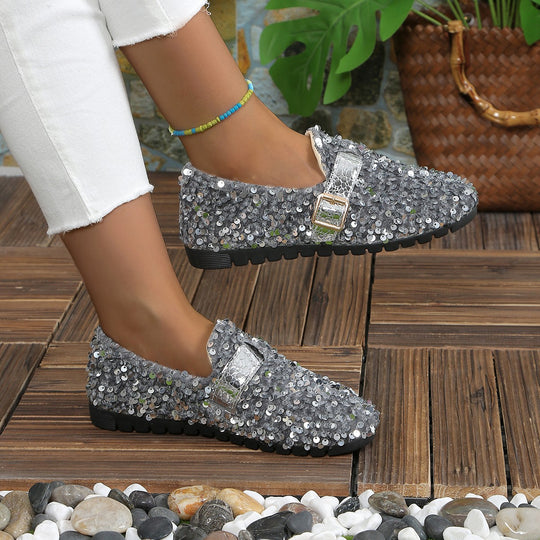 Damen Glitzernde Ballerinas mit luxuriösen Pailletten EB
