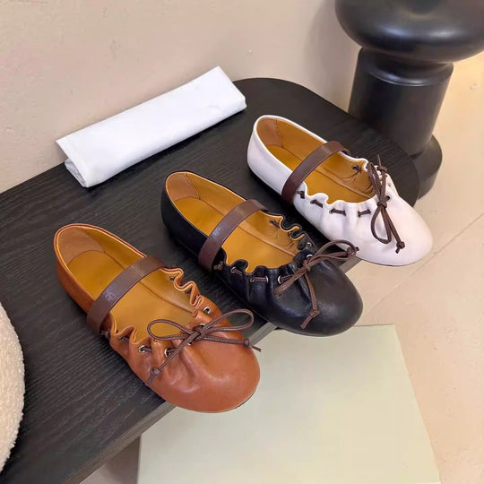 Damen elegante Ballerinas mit modischem Riemen und rutschfester Sohle EB