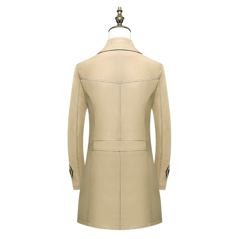 Herren Klassischer Trenchcoat mit karierter Innenfutter und Wetterschutz EB