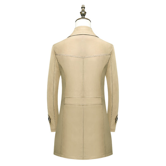 Herren Klassischer Trenchcoat mit karierter Innenfutter und Wetterschutz EB
