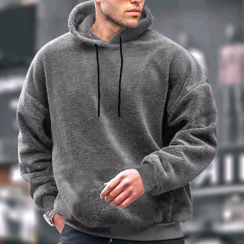 Herren Kuscheliger Fleece-Hoodie mit Kängurutasche und verstellbarer Kapuze EB