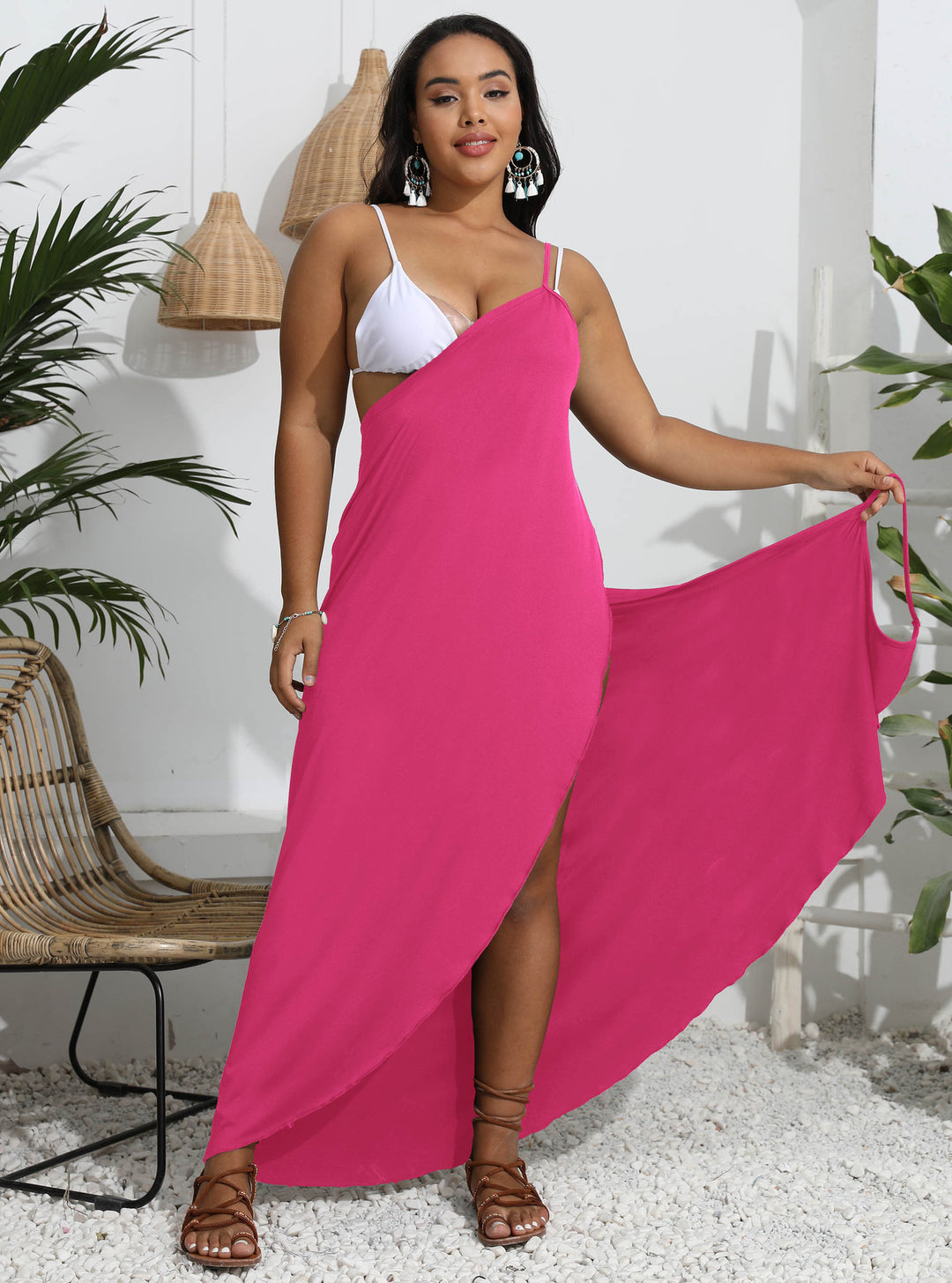 Damen Maxi-Kleid mit angesagtem Wickeldesign EB