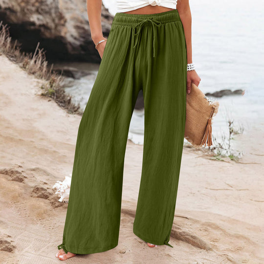 Damen Weite hose mit elastischem Bund und praktischen Taschen EB