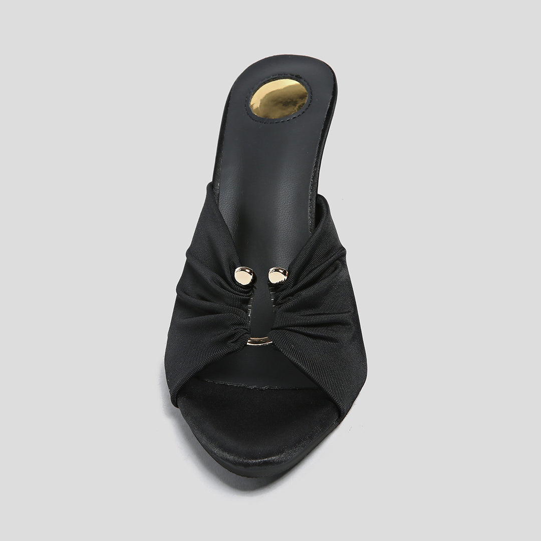 Damen Slingback-Pumps mit raffinierter Faltenapplikation und geschwungenem Absatz EB