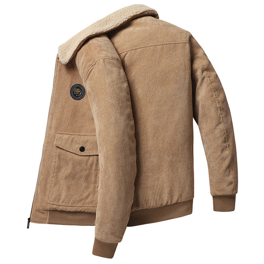 Herren Cord-Blouson im Pilotenlook mit Teddykragen, wattierter Innenfütterung und Pattentaschen EB