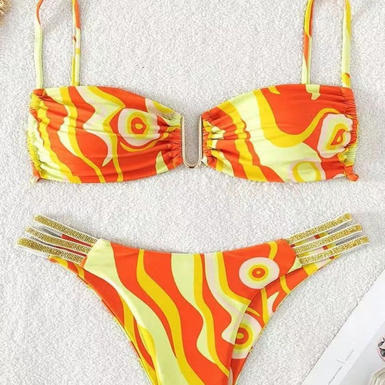 Damen Triangel-Bikini mit elegantem Raffungseffekt und modischen Akzenten EB
